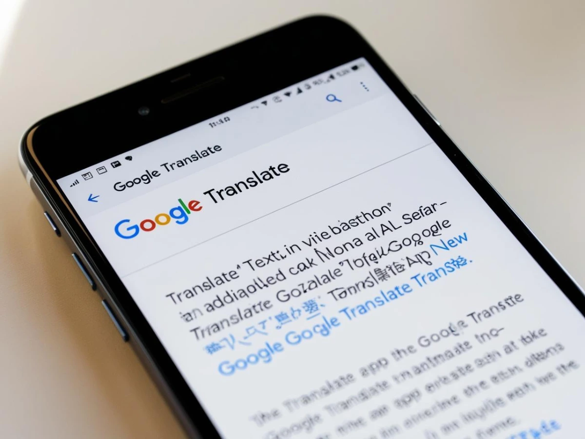 هاتف محمول يعرض تطبيق Google Translate أثناء ترجمة نصوص