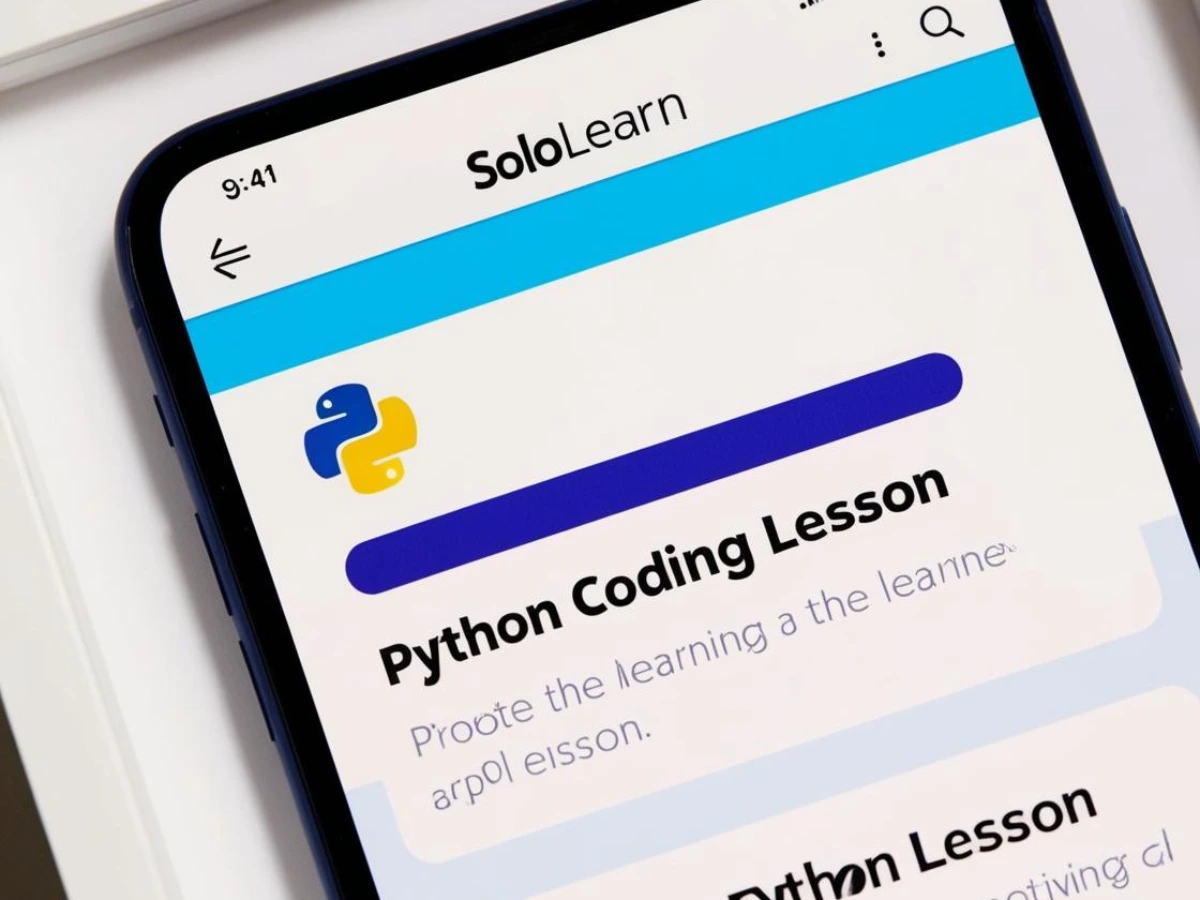 واجهة تطبيق SoloLearn تعرض درسًا في لغة Python