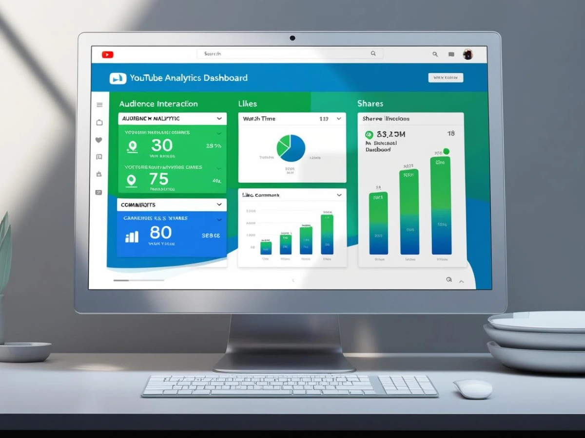 لوحة تحكم لتحليلات يوتيوب تعرض مقاييس تفاعل الجمهور